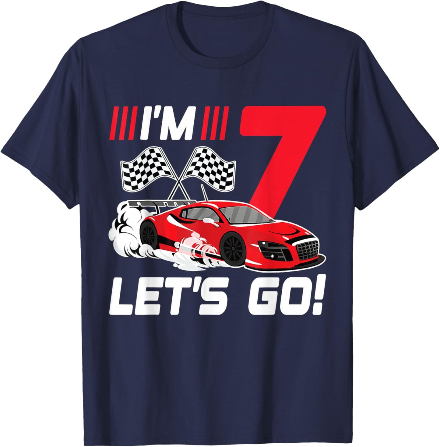 7 Year Old Race Car 7th Birthday Racecar Racing Boy T-Shirt - T-Shirt | Navy