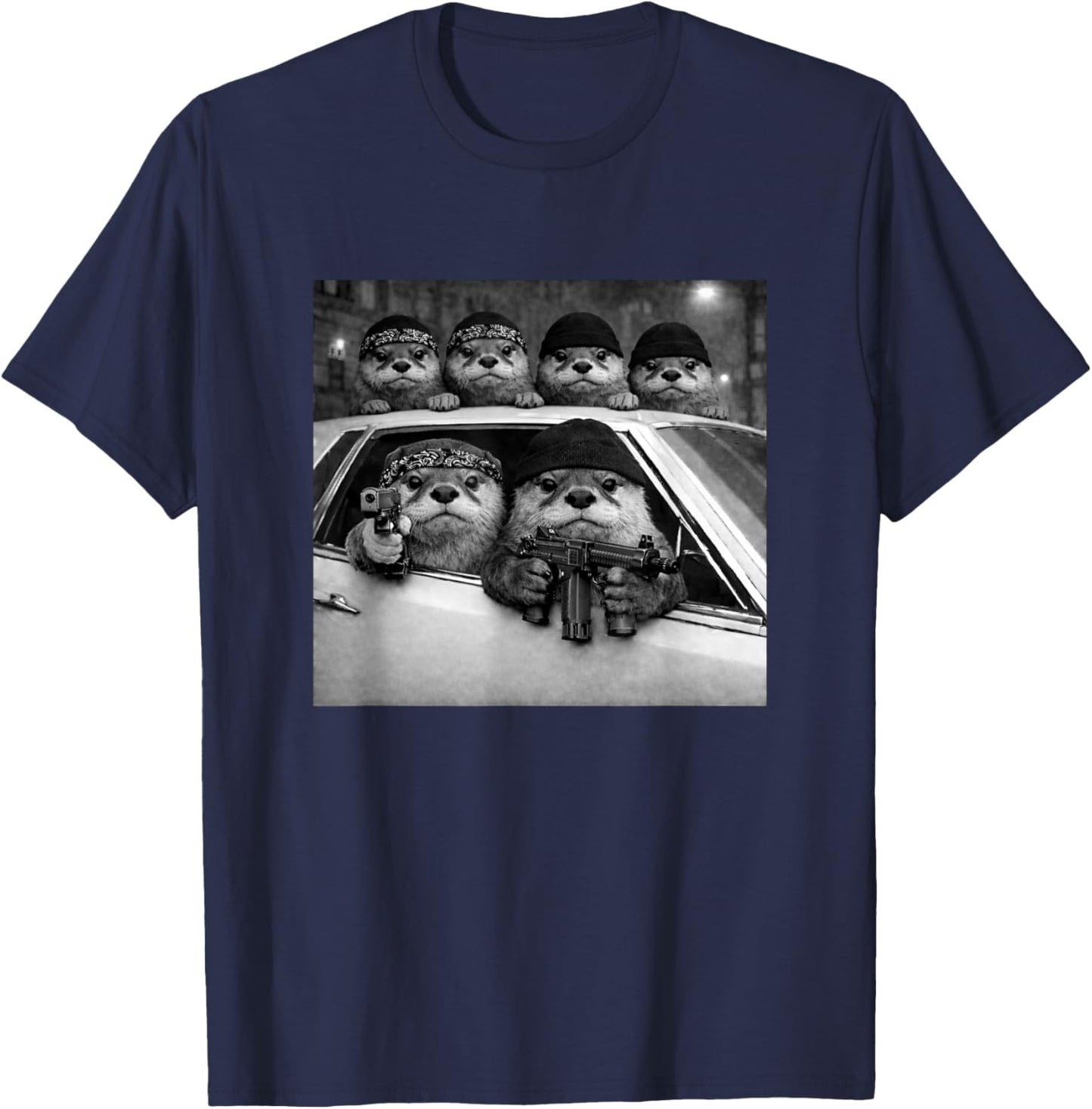 Funny Otter Retro Gangster Squad Urban Street Streetwear T-Shirt - T-Shirt | Navy