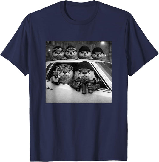 Funny Otter Retro Gangster Squad Urban Street Streetwear T-Shirt - T-Shirt | Navy