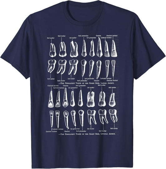 Human Teeth Dental Vintage Anatomy Retro Dentistry T-Shirt - T-Shirt | Navy