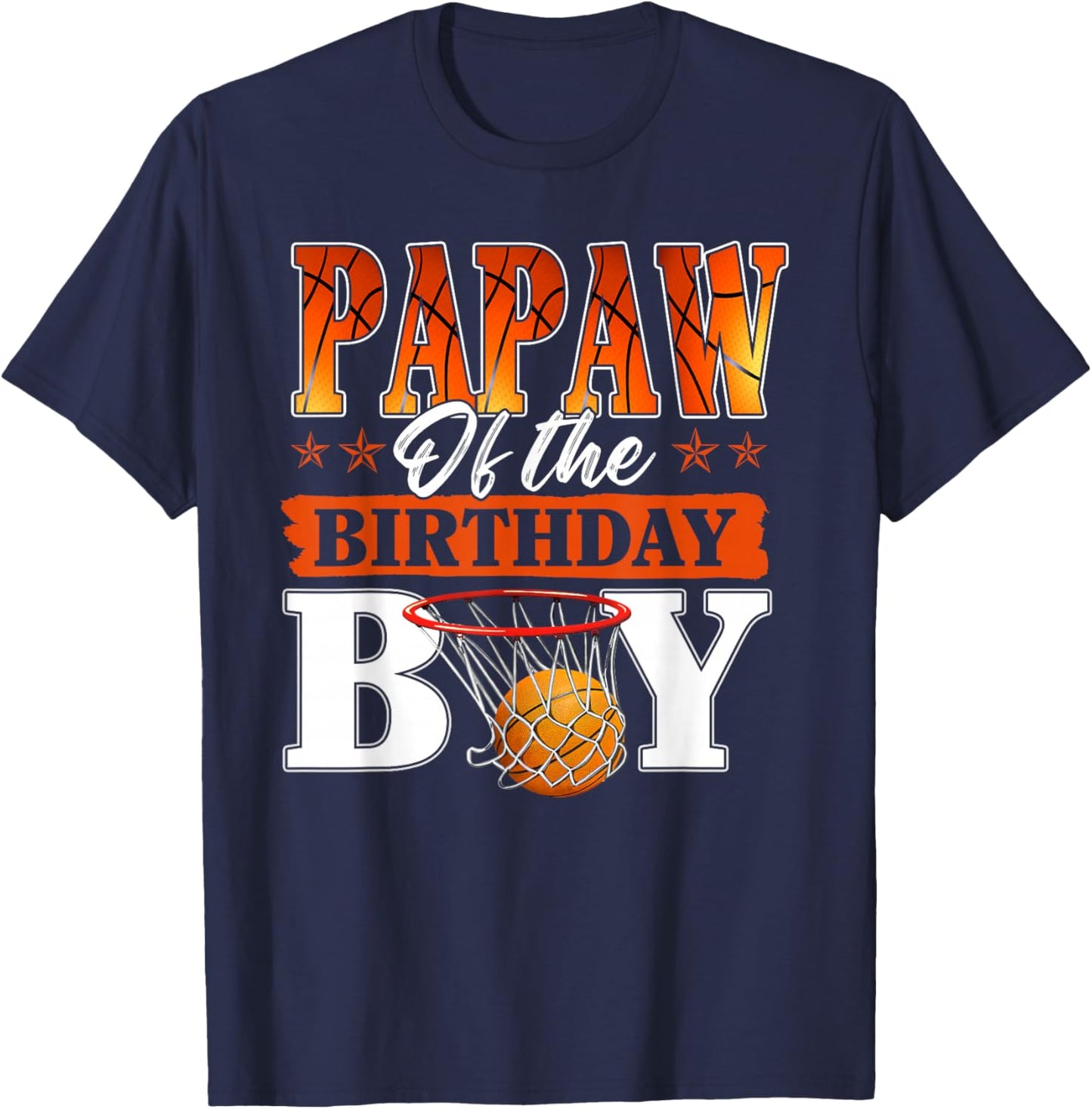 Basketball Papaw of The Birthday Boy Family Matching T-Shirt - T-Shirt | Navy