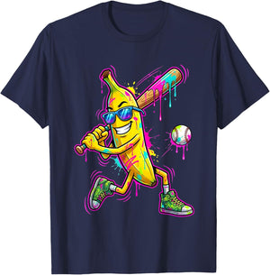 Funny Banana Men Women Kids Youth Drip Ice Cream T-Shirt - T-Shirt | Navy