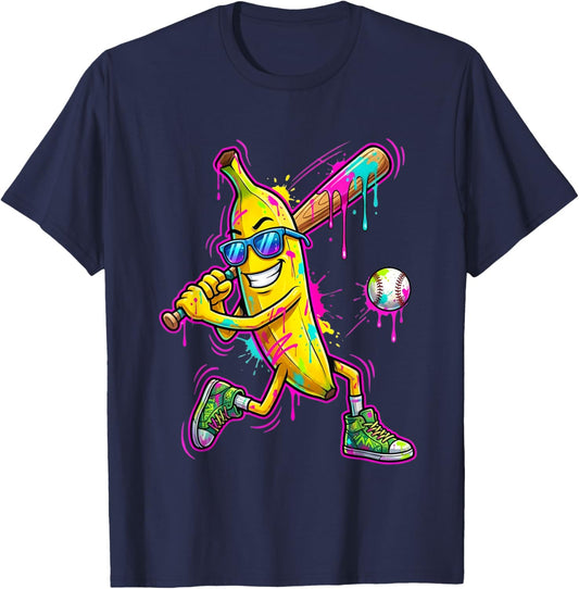 Funny Banana Men Women Kids Youth Drip Ice Cream T-Shirt - T-Shirt | Navy