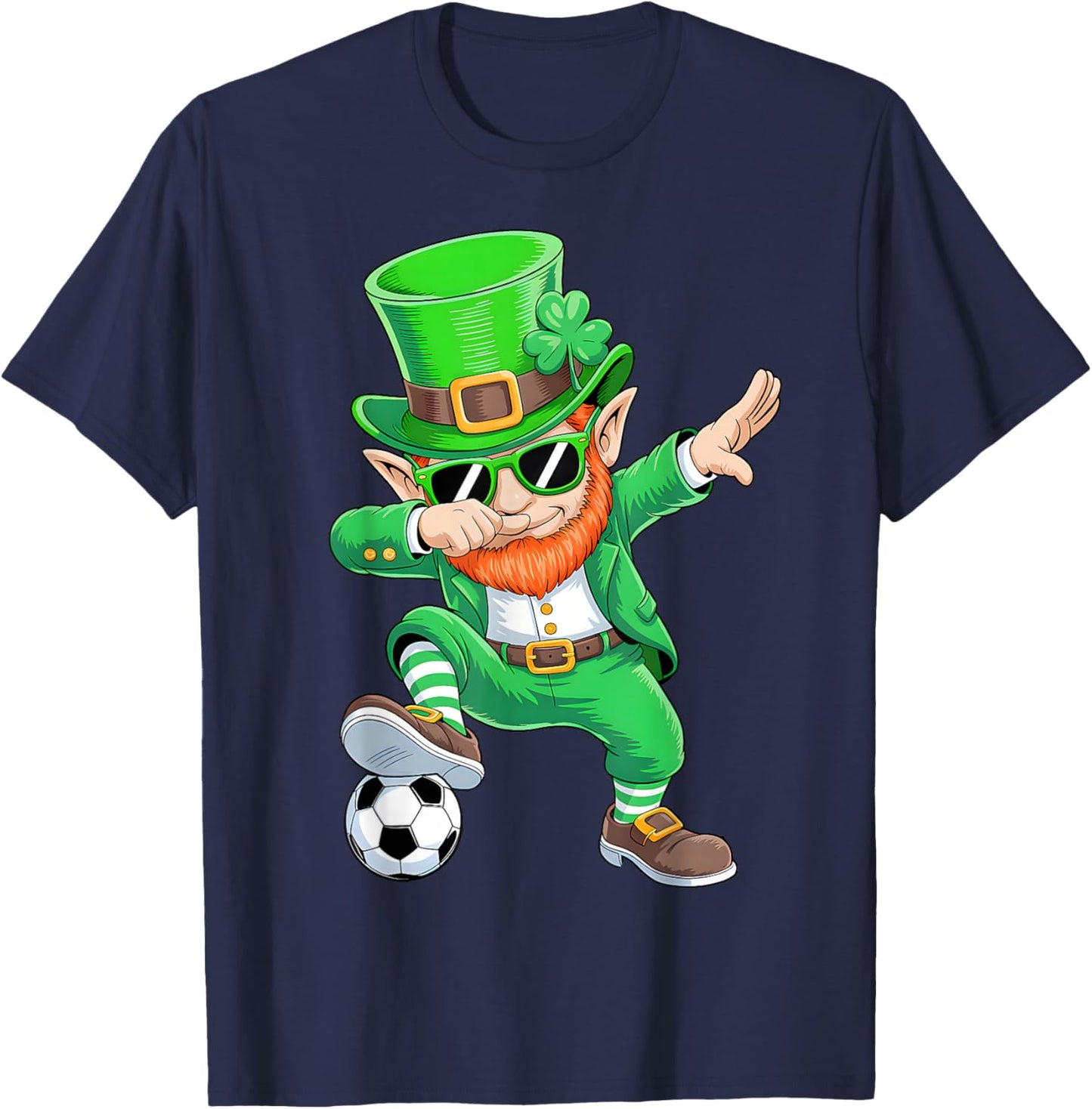 Dabbing Leprechaun Soccer St Patricks Day Boys Men Sport T-Shirt - T-Shirt | Navy
