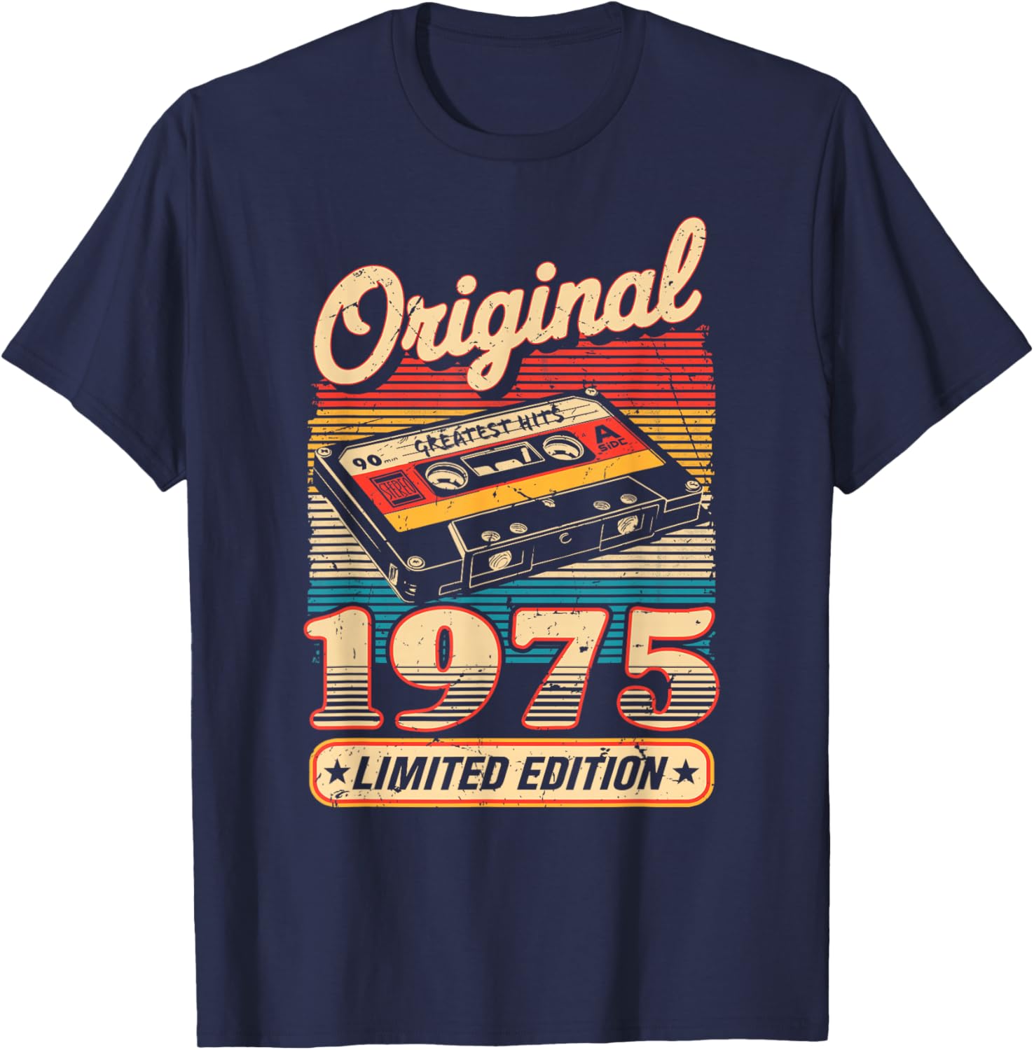 50th Birthday Retro Vintage 1975 Men Women T-Shirt - T-Shirt | Navy