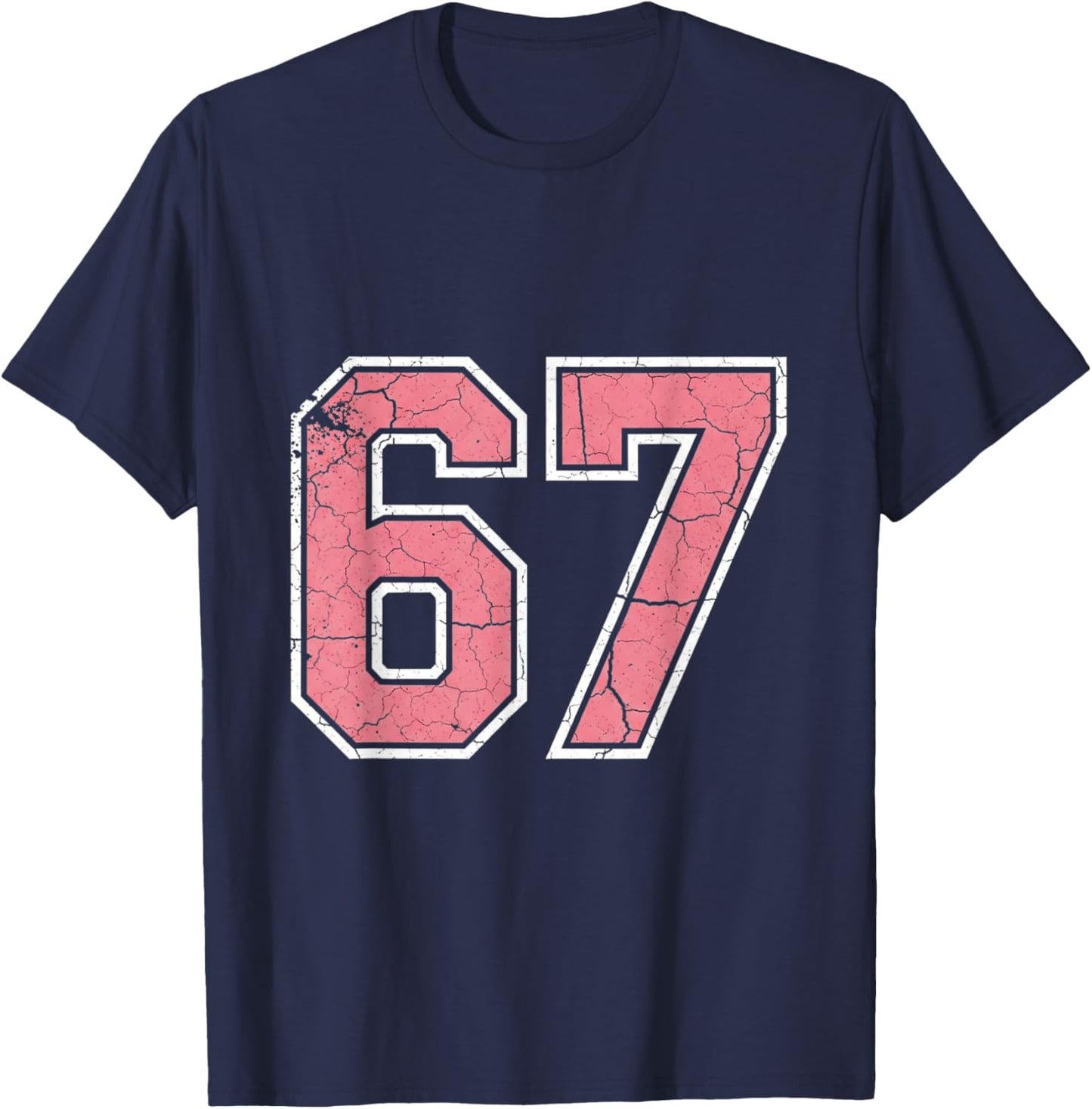 White and Pink Number 67 Jersey Player Uniform #67 Fan T-Shirt - T-Shirt | Navy