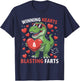 Winning Hearts & Blasting Farts Kids Valentines Dinosaur T-Shirt - T-Shirt | Navy