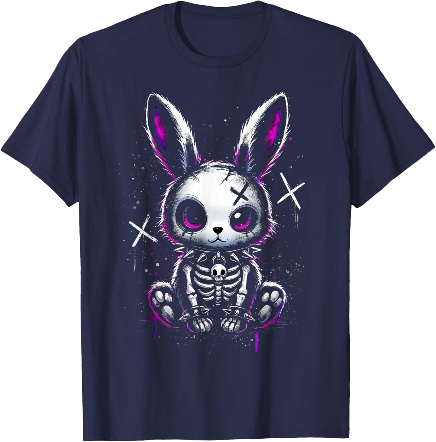 Creepy Bunny Gothic Aesthetic, Cute Rabbit Alt Goth Grunge T-Shirt - T-Shirt | Navy
