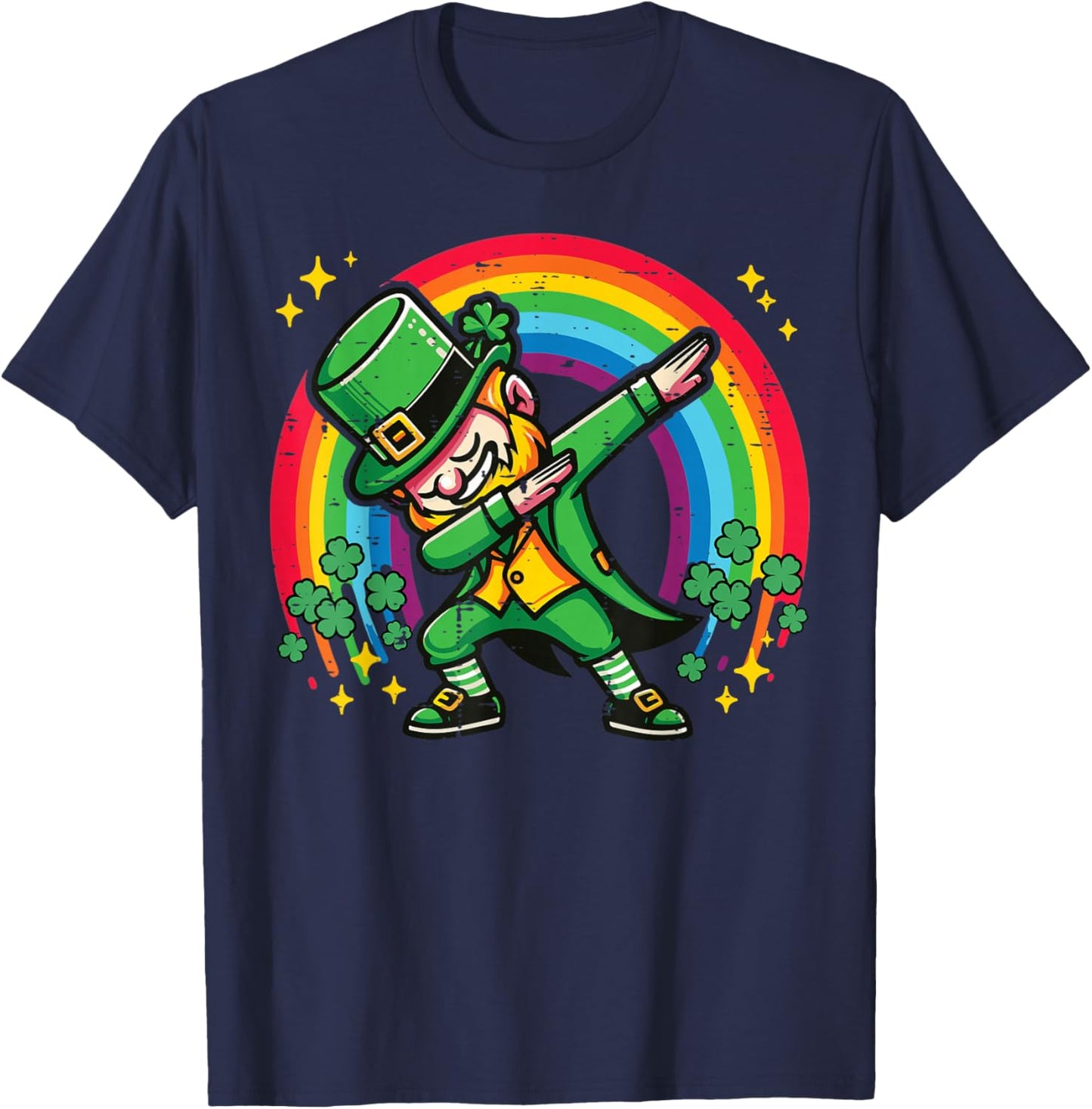 St Patricks Day Leprechaun Dab Rainbow Saint Pattys Boy Kids T-Shirt - T-Shirt | Navy