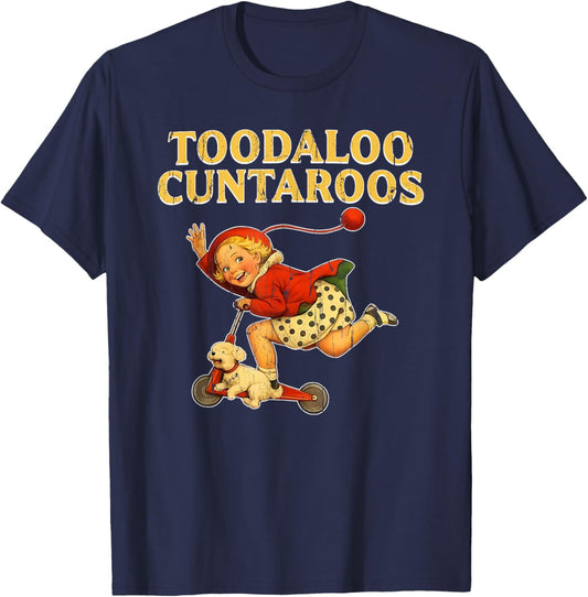 Toodaloo Cuntaroos, Retro Kid Scooter Dog T-Shirt - T-Shirt | Navy