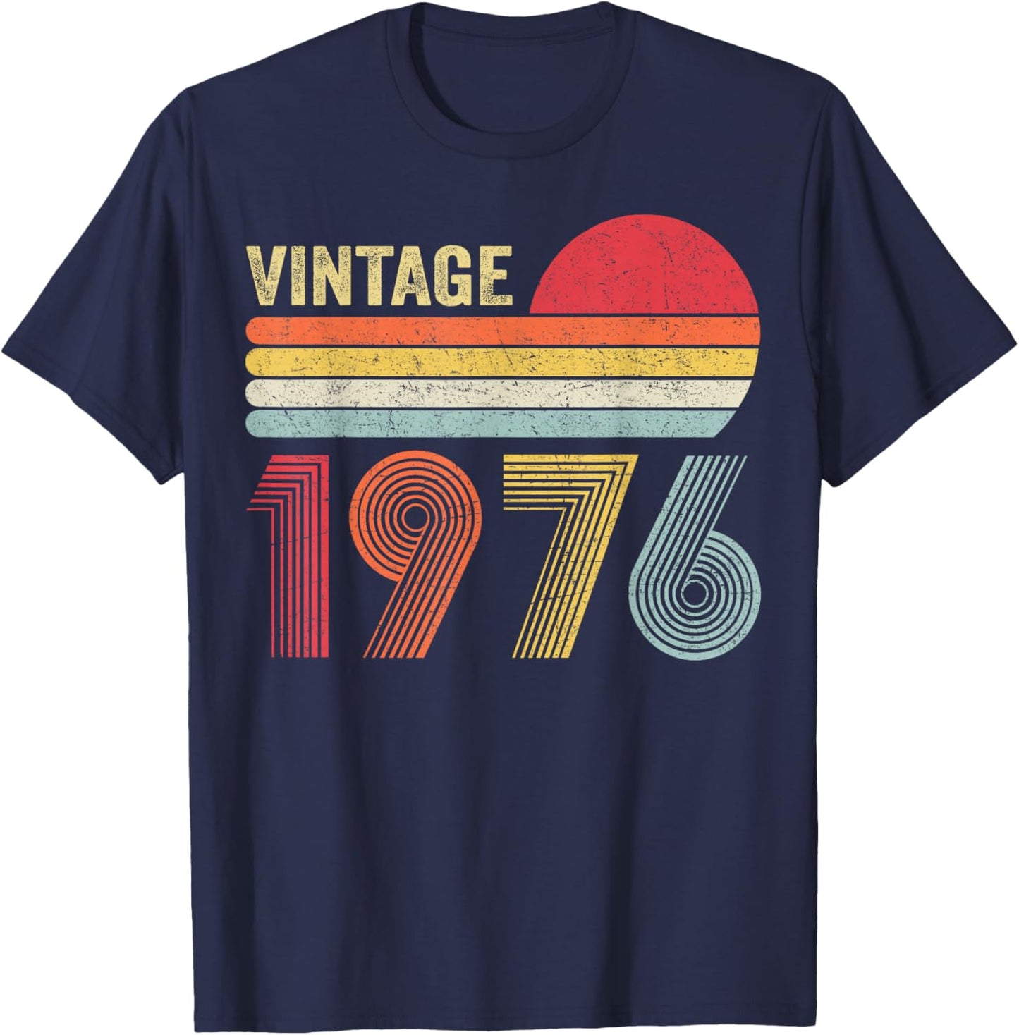 Vintage 1976 50th Birthday Gift Men Women 50 Years Old T-Shirt - T-Shirt | Navy