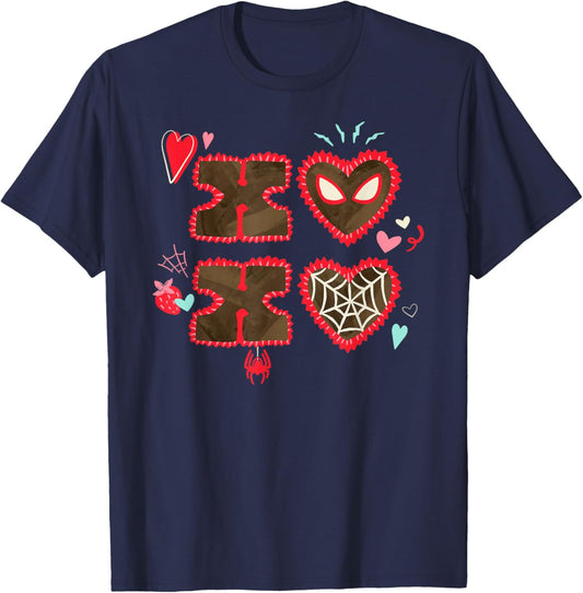 Marvel Spider-Man XOXO Valentine's Day Heart Gift T-Shirt - T-Shirt | Navy