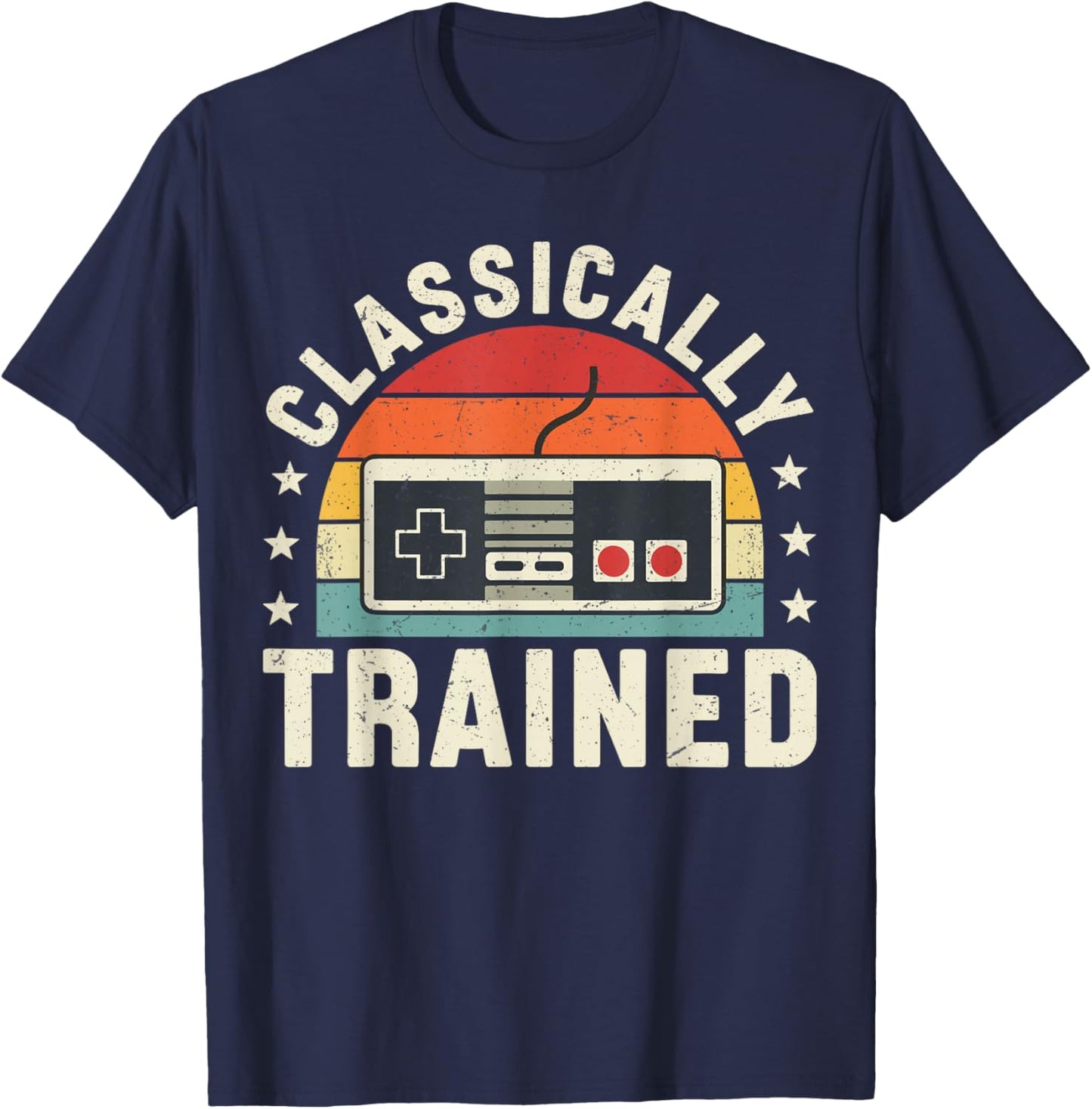 Classically Trained Arcade Gaming Controller Retro Gamers T-Shirt - T-Shirt | Navy