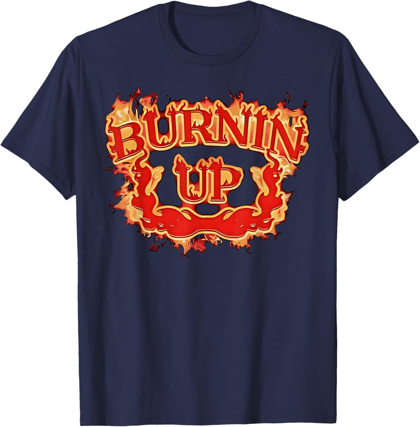 Burnin Up Flames Vintage T-Shirt - T-Shirt | Navy