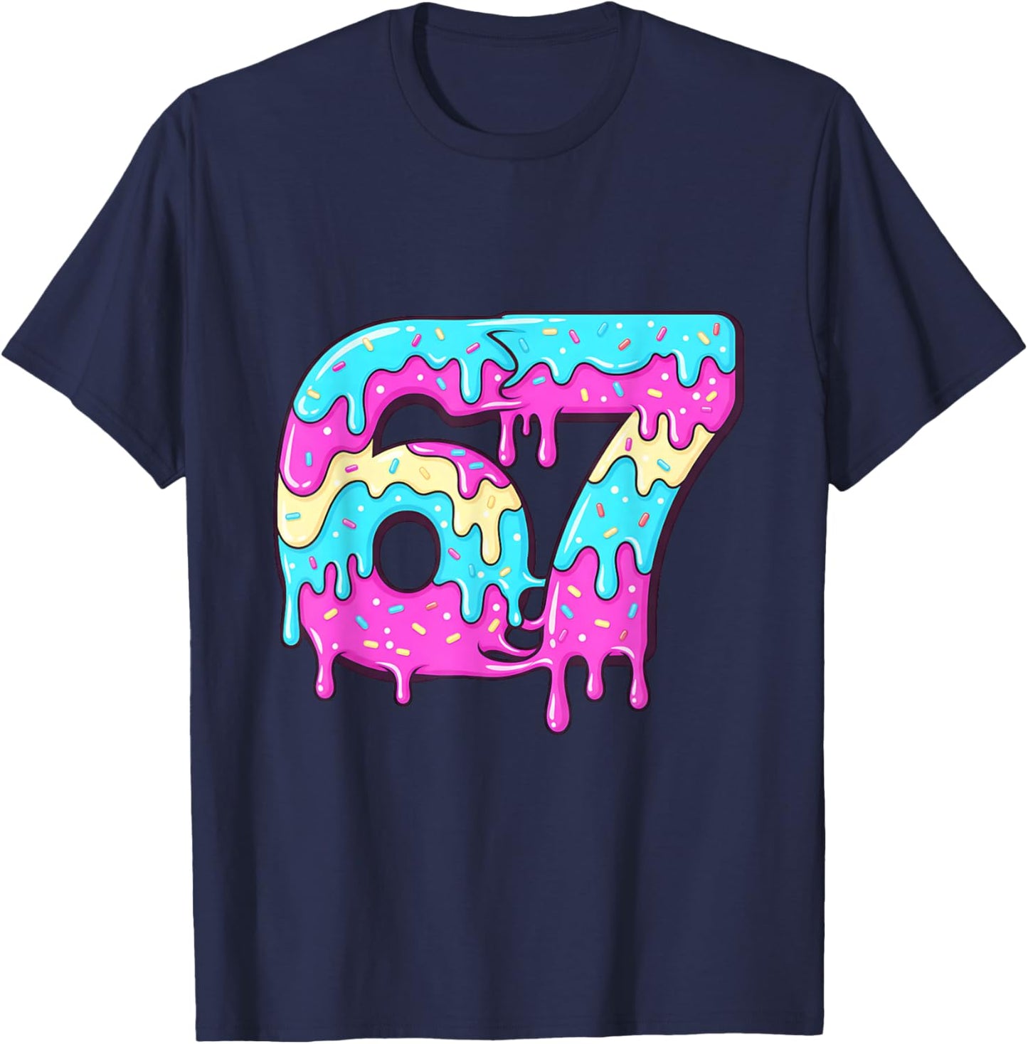 six Seven 67 Meme Drippy Number 67 ice Cream T-Shirt - T-Shirt | Navy