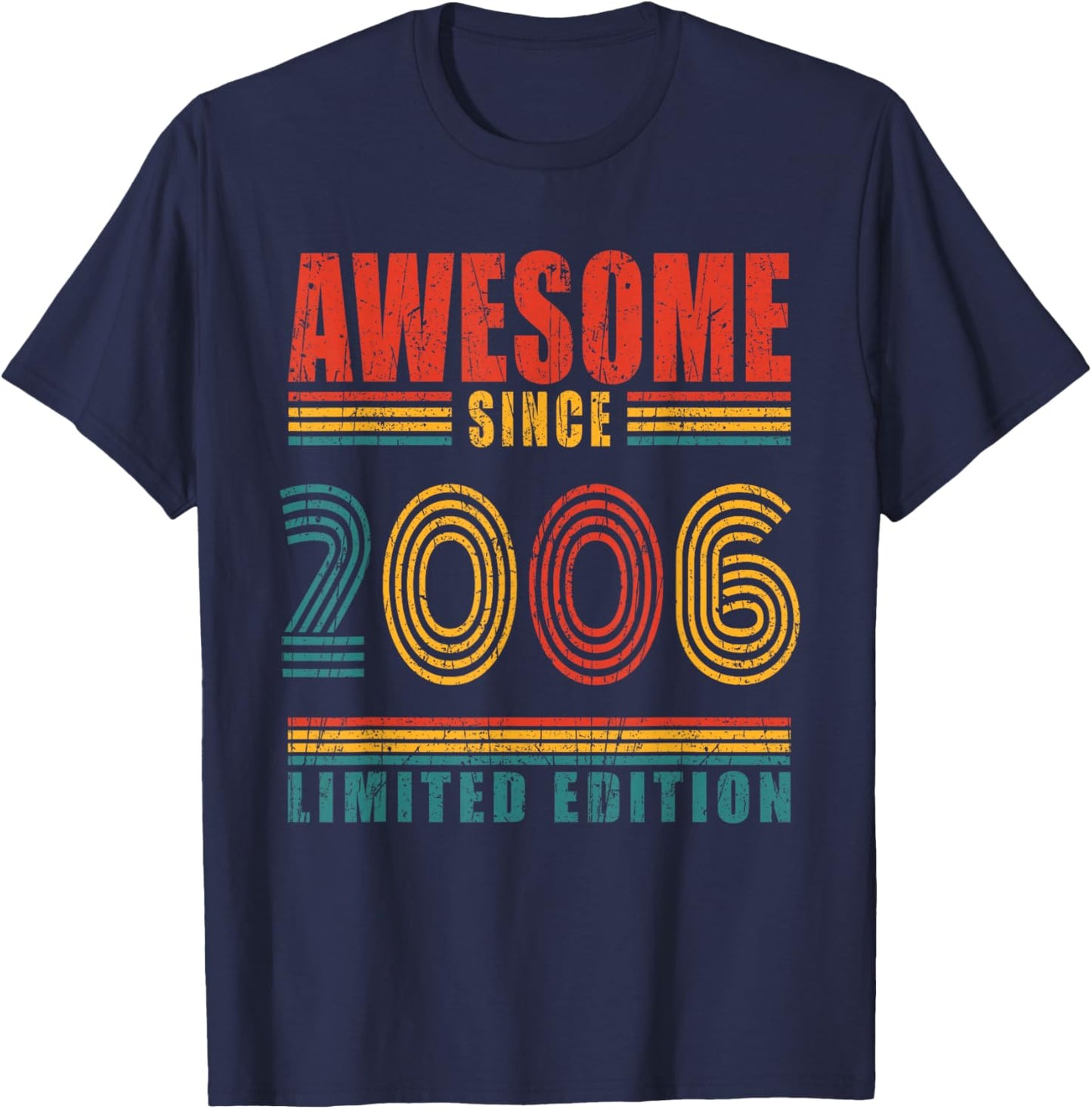 20th Birthday Awesome Since 2006 Vintage 20 Birthday T-Shirt - T-Shirt | Navy