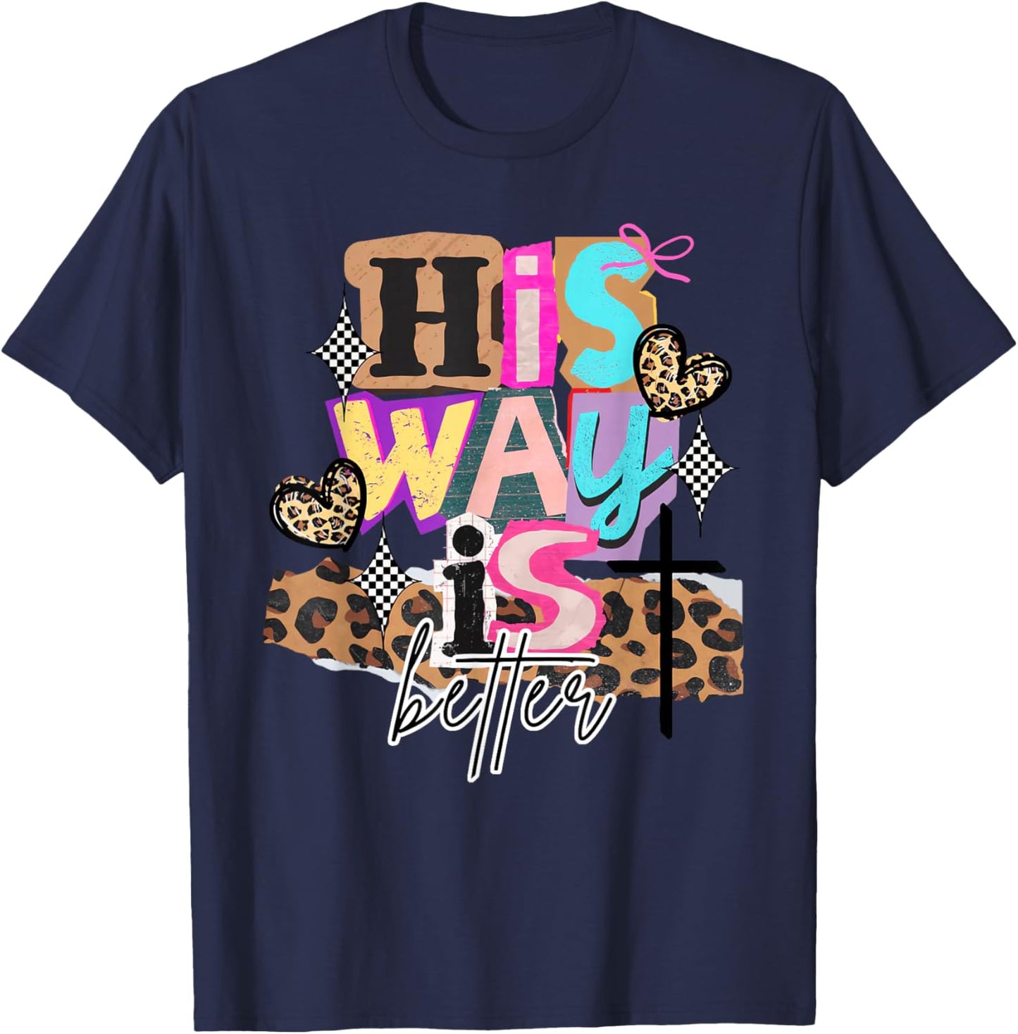 Retro Funny His Way is Better Religious Christians Bible T-Shirt - T-Shirt | Navy
