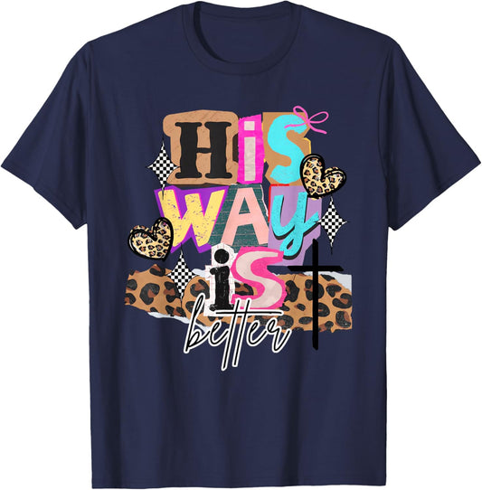 Retro Funny His Way is Better Religious Christians Bible T-Shirt - T-Shirt | Navy