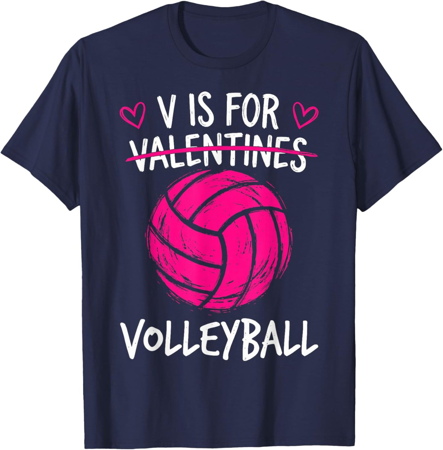 V is for Volleyball Valentine Funny Couple Valentines Day T-Shirt - T-Shirt | Navy
