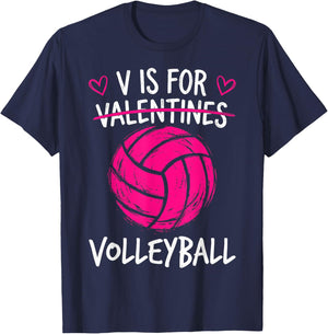 V is for Volleyball Valentine Funny Couple Valentines Day T-Shirt - T-Shirt | Navy