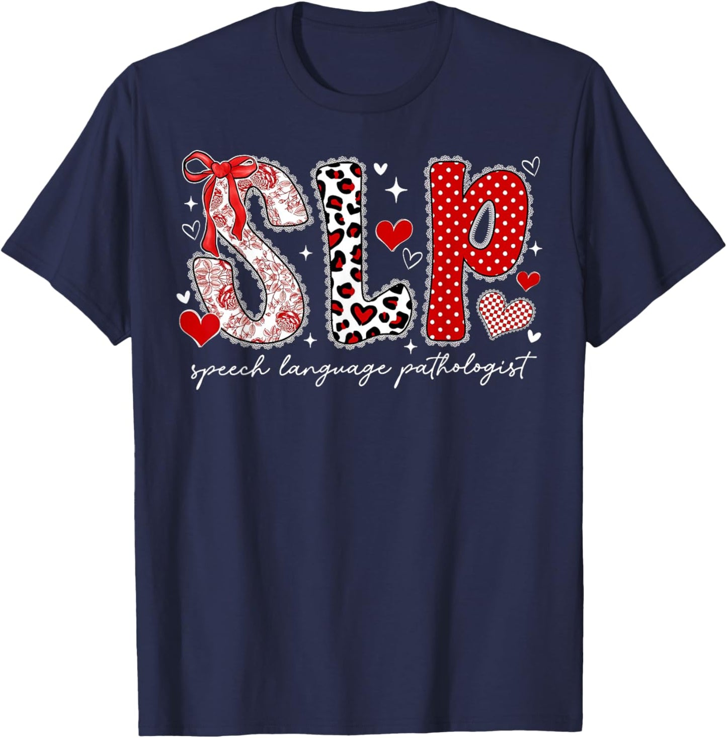 Speech Language Pathologist Valentines Day SLP Therapy T-Shirt - T-Shirt | Navy