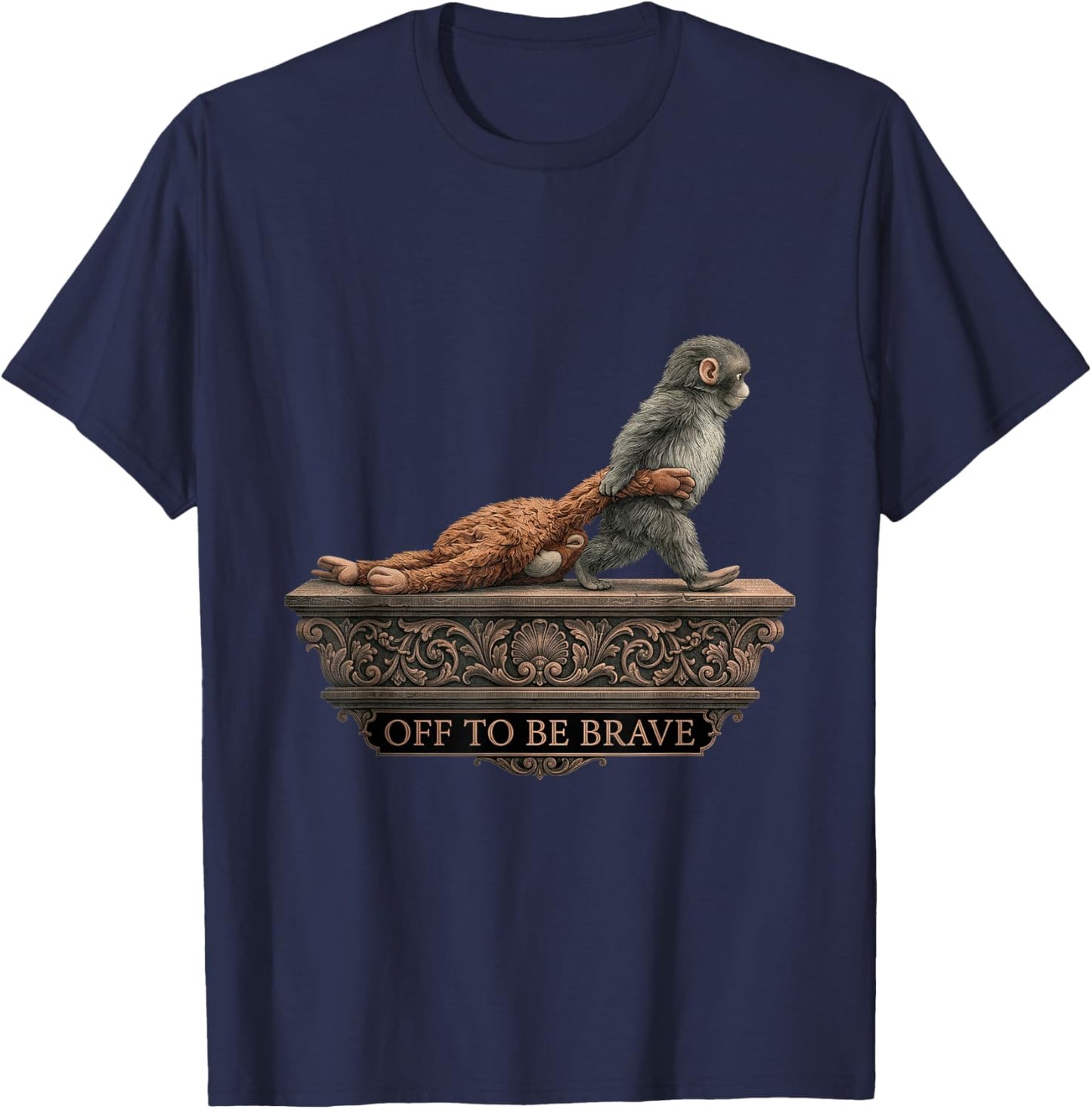 Funny Viral Monkey Meme Monkey Punch Off to Be Brave T-Shirt - T-Shirt | Navy