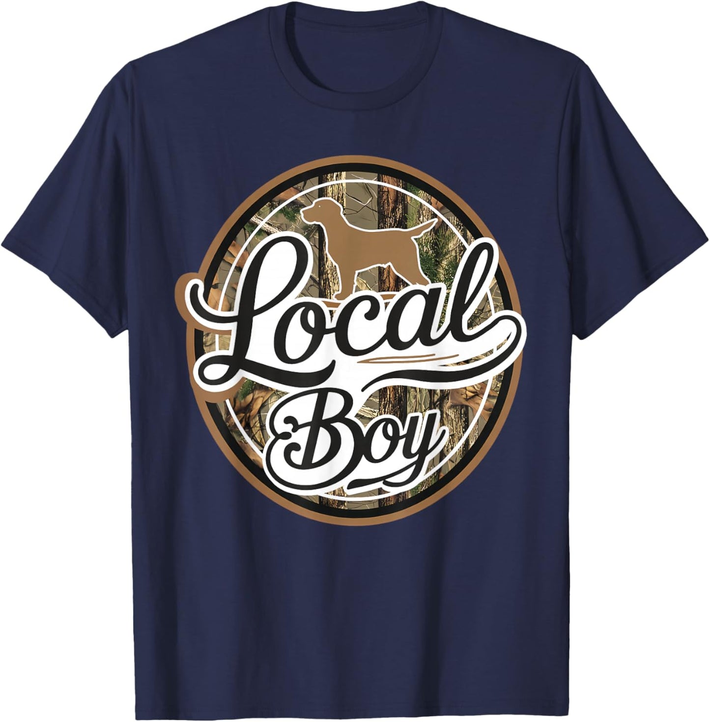 Black Lab Dog Local Southern Boy Camo Duck Hunting Youth Men T-Shirt - T-Shirt | Navy