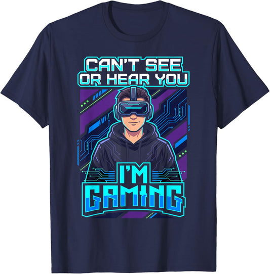 Virtual Reality VR Boys Can't See Or Hear You I'm Gaming T-Shirt - T-Shirt | Navy