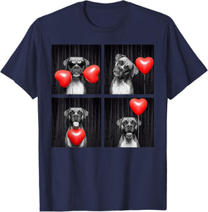 Funny Boxer Dog Lover Photobooth Design Valentines T-Shirt - T-Shirt | Navy