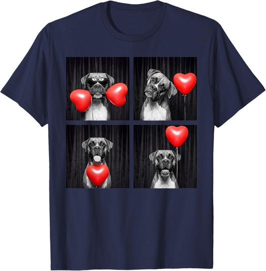 Funny Boxer Dog Lover Photobooth Design Valentines T-Shirt - T-Shirt | Navy