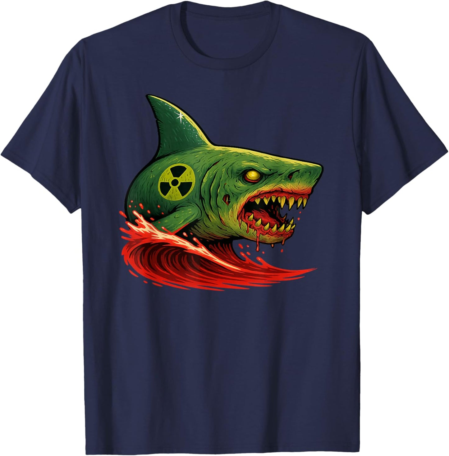 Zombie Bio-Hazard Shark Graphic T-Shirt - T-Shirt | Navy