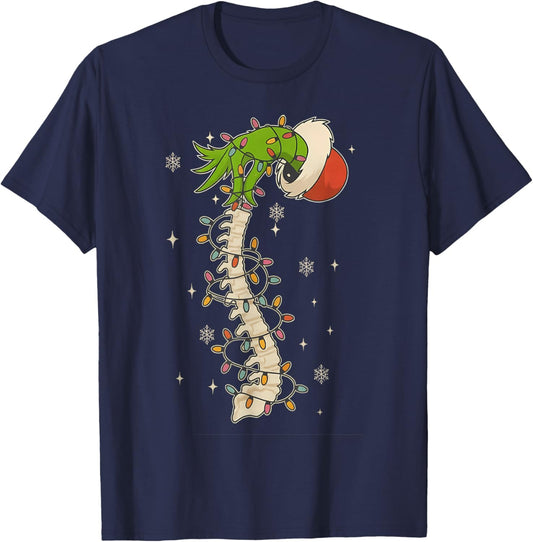 Coquette Orthopedic Nurse Christmas, Xmas Spine Skeleton T-Shirt - T-Shirt | Navy