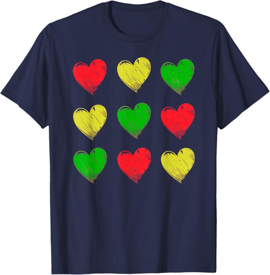 Black History Hearts Black History Month T-Shirt - T-Shirt | Navy