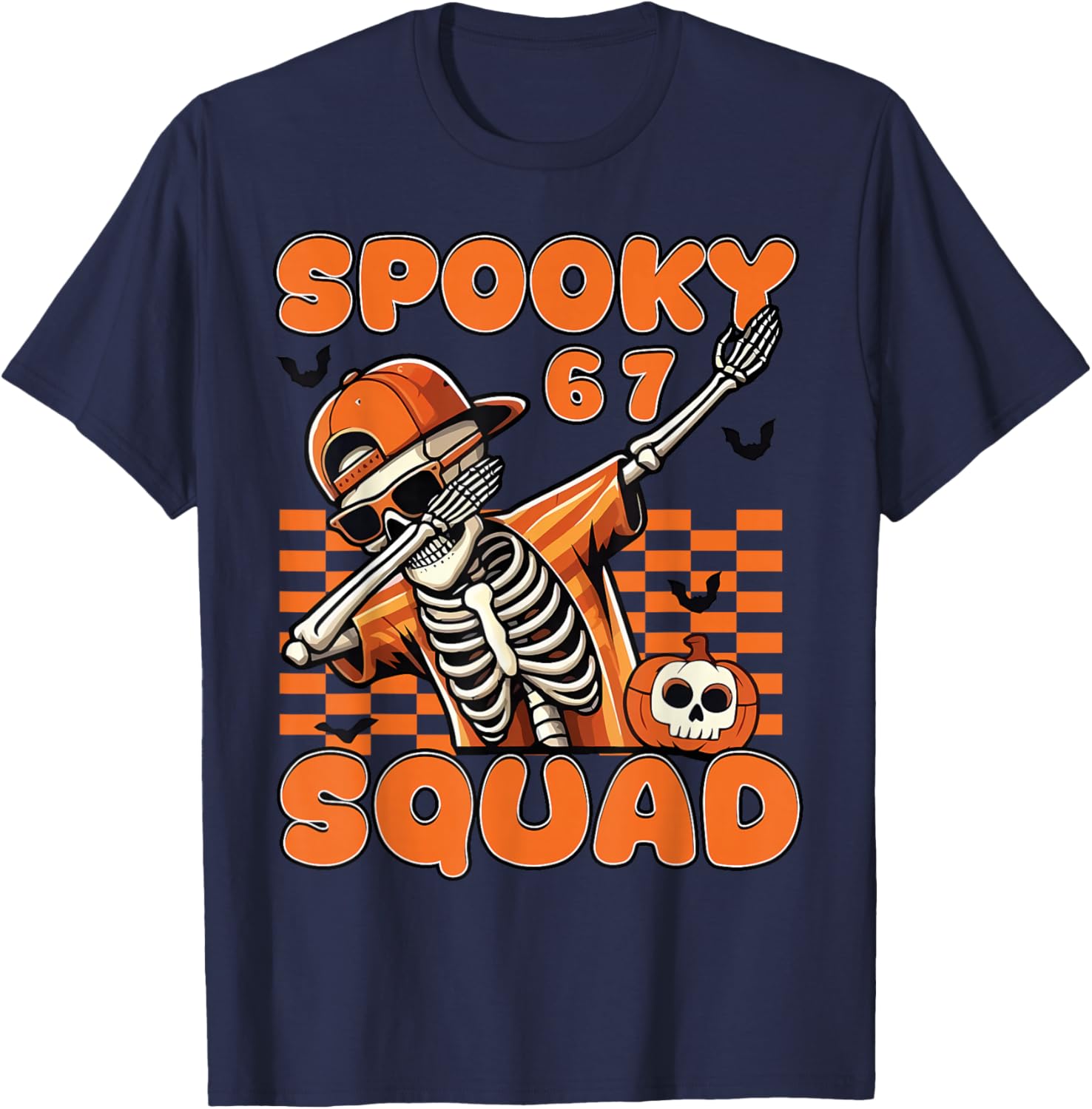 67 Halloween Meme 6 7 Numbers Six Seven Funny Kids Skeleton T-Shirt - T-Shirt | Navy