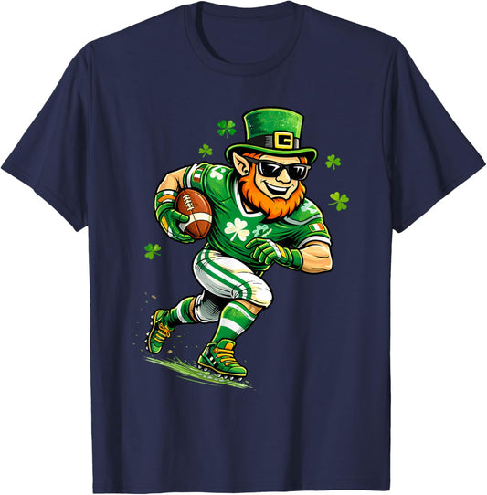 Leprechaun Play Football Funny St Patrick's Day Men Kid Boys T-Shirt - T-Shirt | Navy