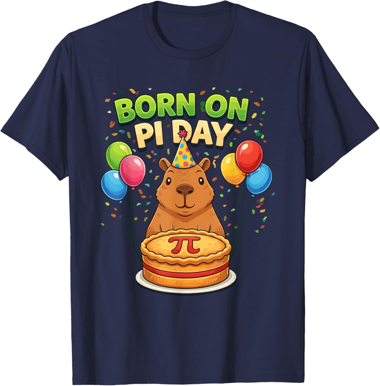Born on Pi Day 3.14 Birthday Capybara T-Shirt - T-Shirt | Navy