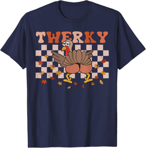 Twerky Thanksgiving Funny Turkey Butt Twerk Dance Pun T-Shirt - T-Shirt | Navy