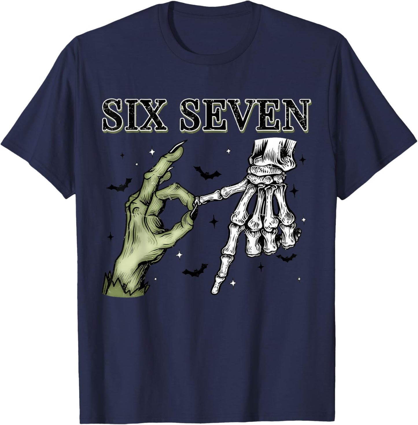 Six Seven 67 Matching Group Halloween Skeleton Frankenstein T-Shirt - T-Shirt | Navy