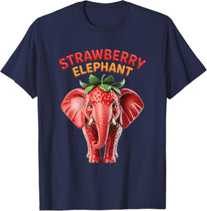 Strawberry a Elephant Italian Meme Brainr0t Animal Fruit T-Shirt - T-Shirt | Navy