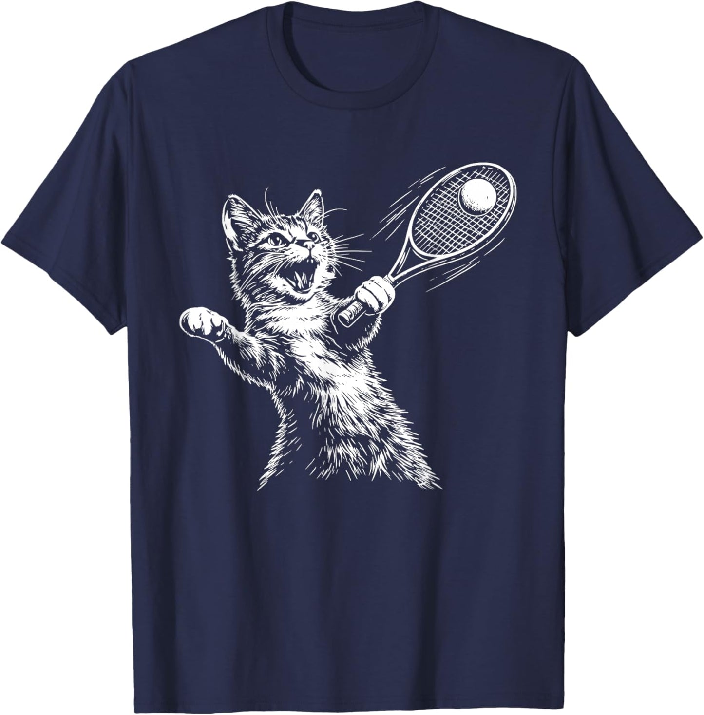 Funny Cat Tennis T-Shirt - T-Shirt | Navy