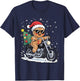 Gingerbread Motorcycle Christmas Tree Fun Biker Holiday T-Shirt - T-Shirt | Navy