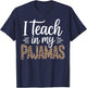 Funny Homeschool Teacher Leopard Pajama Mom Design T-Shirt - T-Shirt | Navy