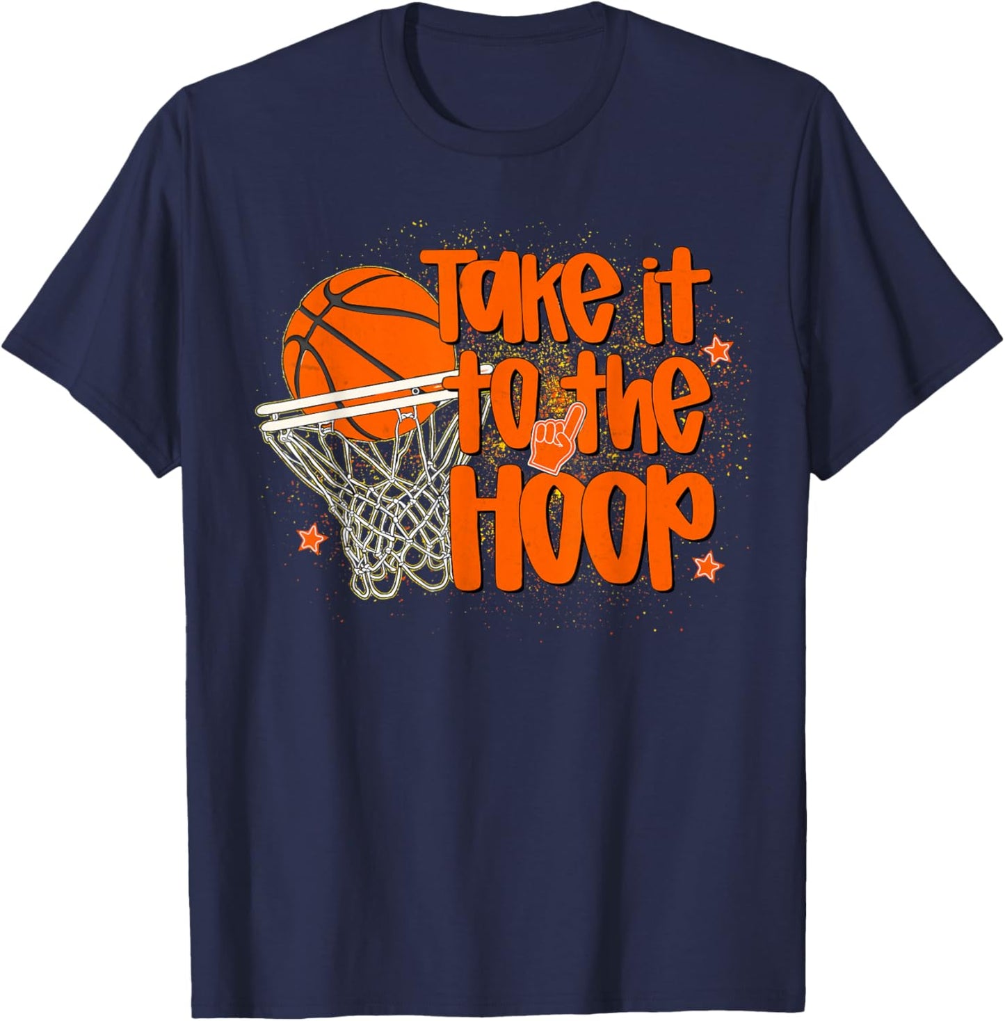 Women Men Basketball Heart Hoop Kids Game Day Basketball T-Shirt - T-Shirt | Navy