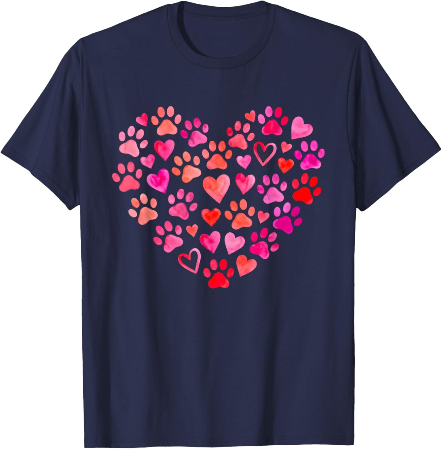 Cute Dog Lover Heart Paw Valentine Pet Owner T-Shirt - T-Shirt | Navy