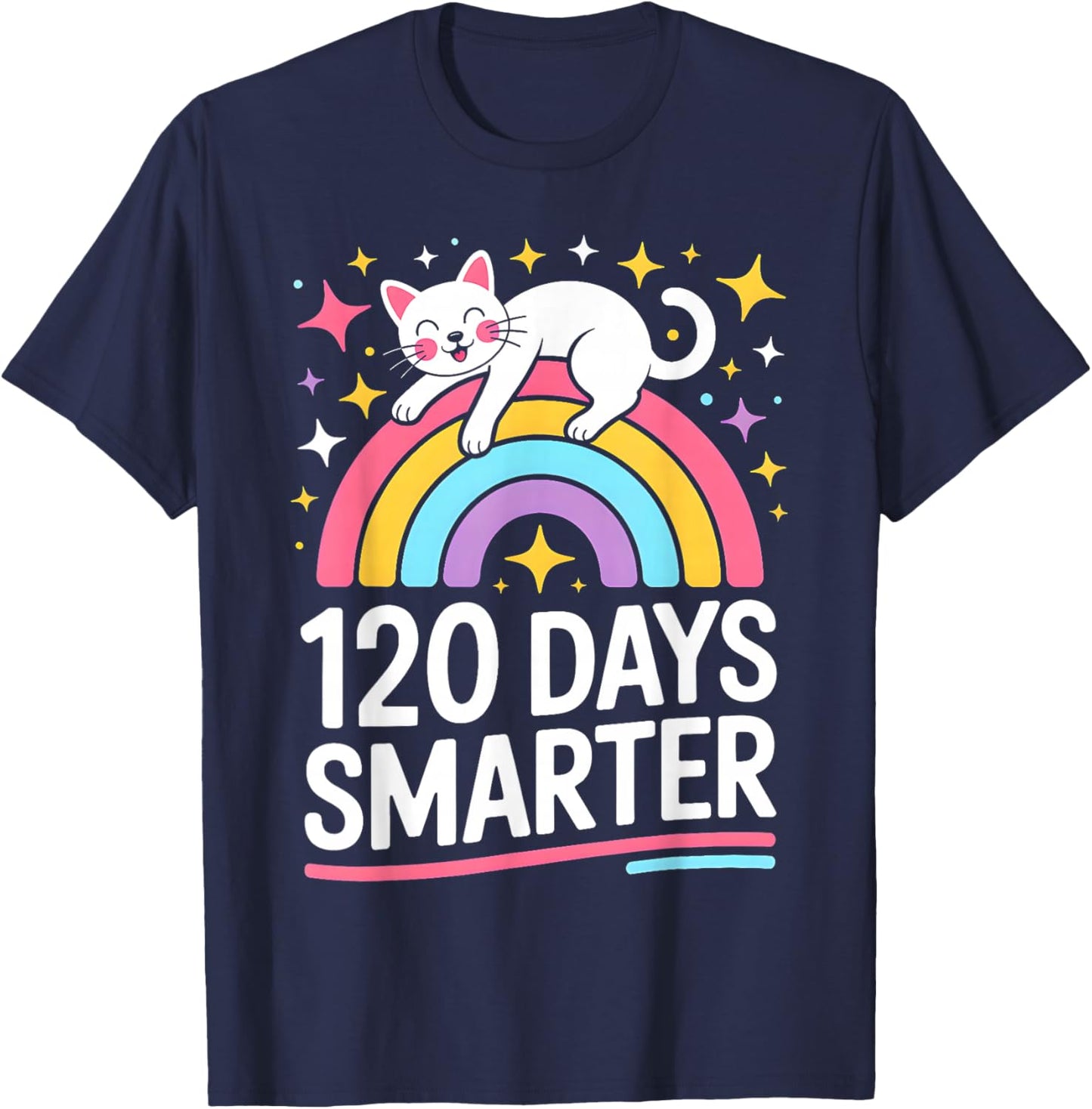120 Days of School Kids Kitten Cat 120th Day of School Girls T-Shirt - T-Shirt | Navy