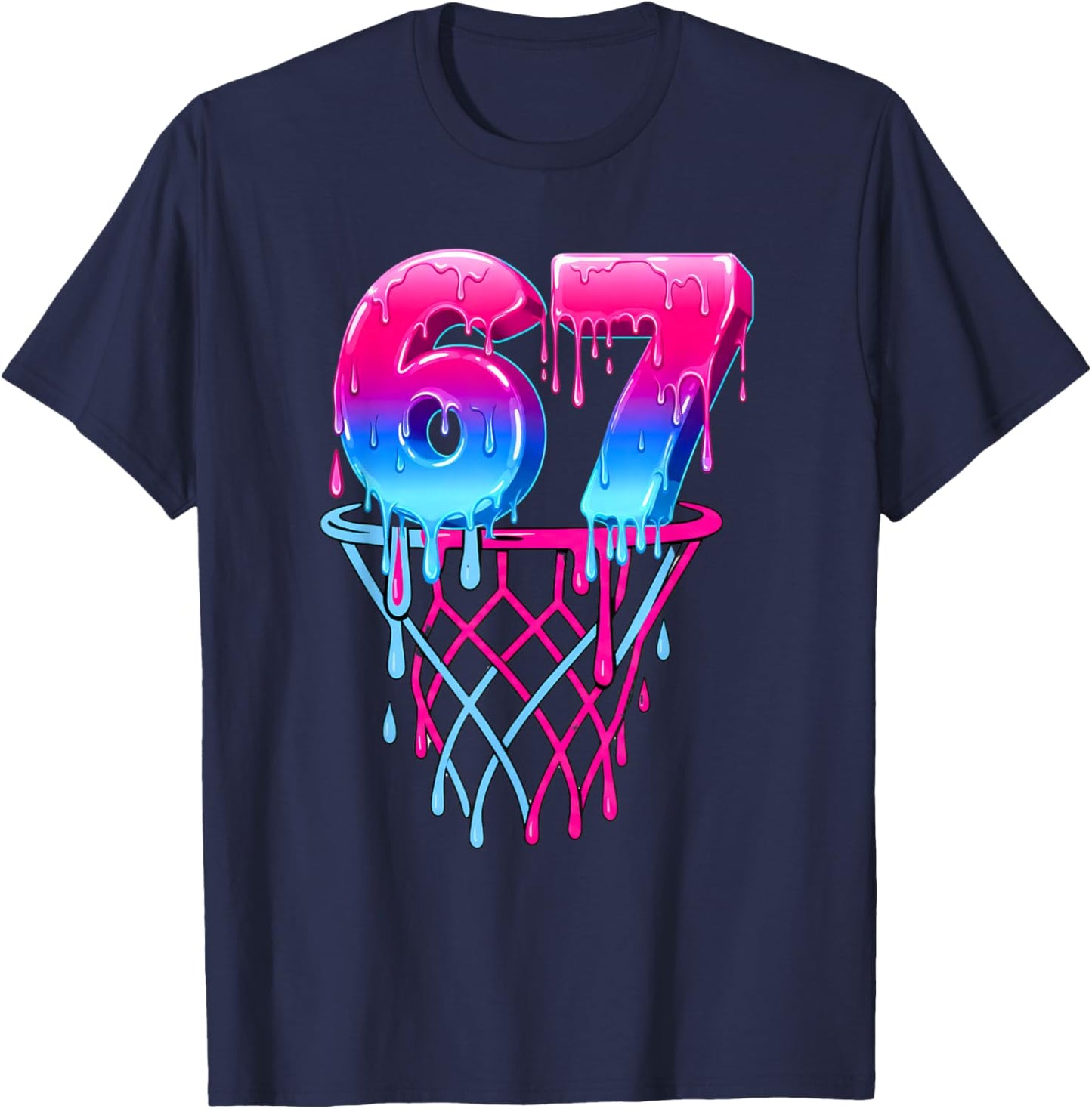 Basketball Ice Cream Drip Sport Bball T-Shirt - T-Shirt | Navy