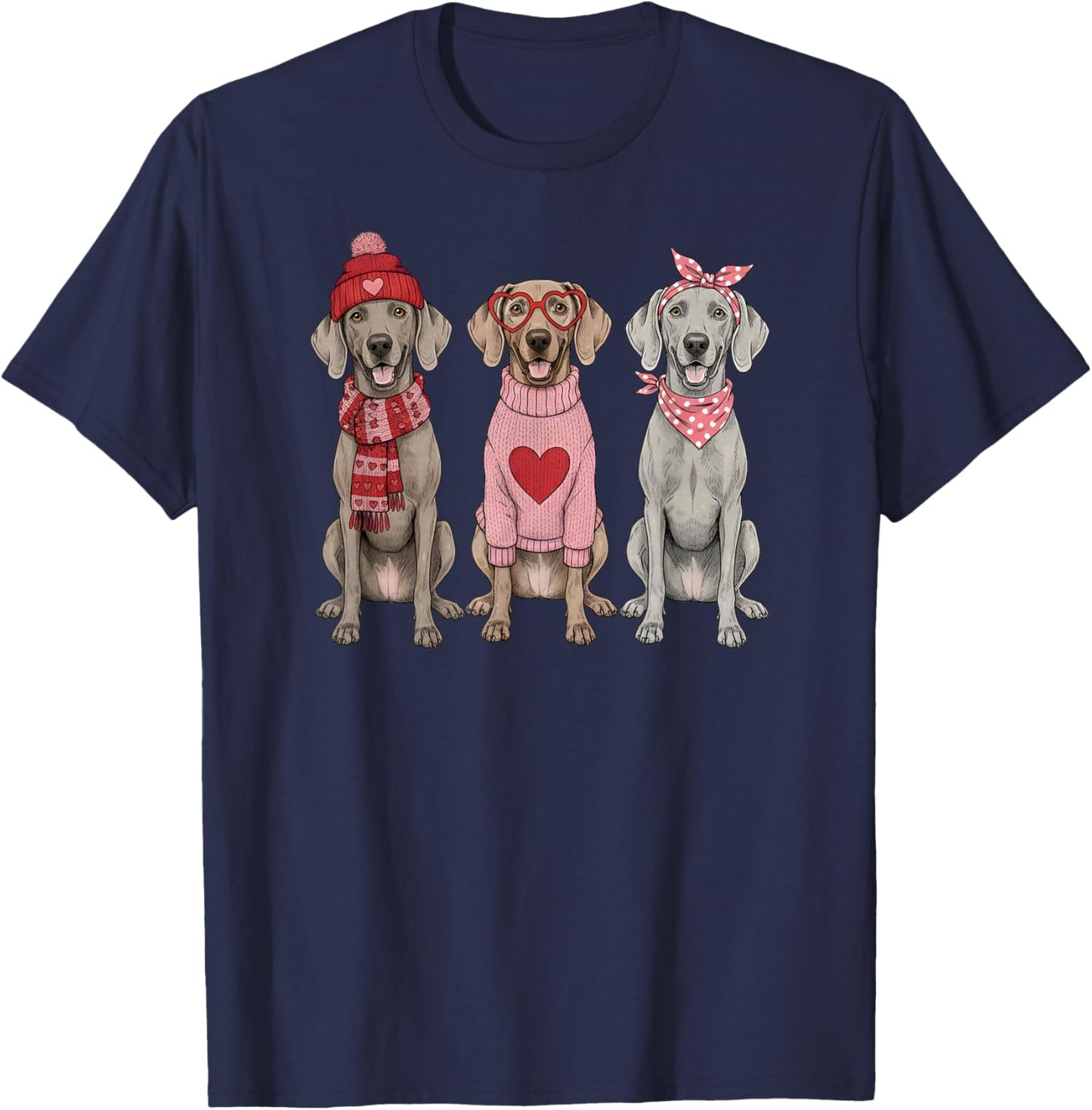 Cute Weimaraner Valentine Dog T-Shirt - T-Shirt | Navy