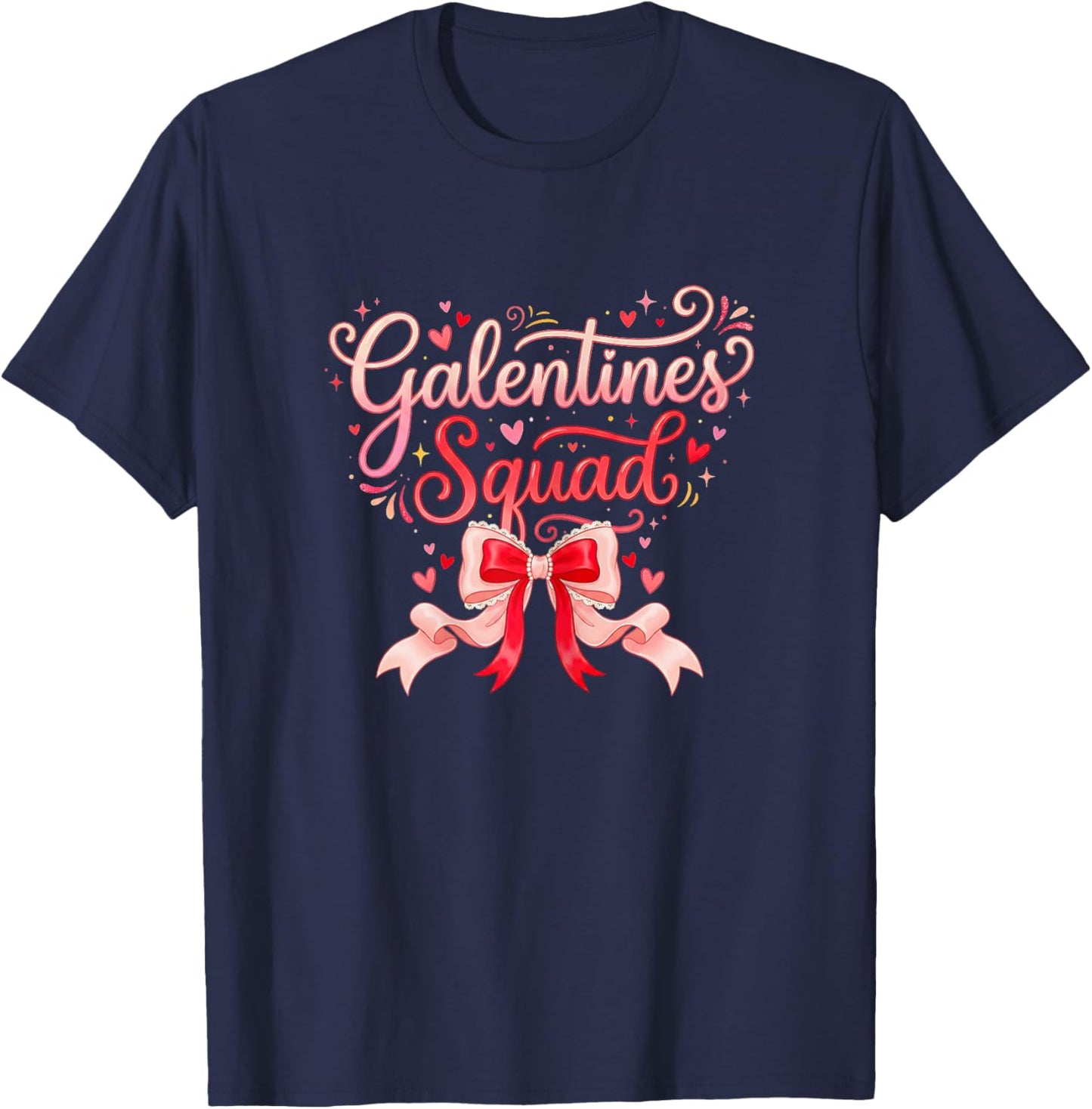 Galentines Squad Coquette Bow Women Girls Crew Party 2026 T-Shirt - T-Shirt | Navy