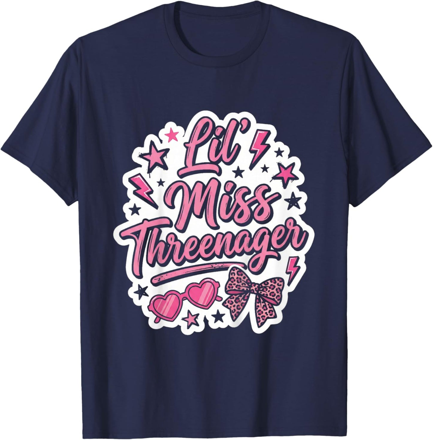 3rd Birthday Girl Sassy Toddler Lil Miss Threenager T-Shirt - T-Shirt | Navy
