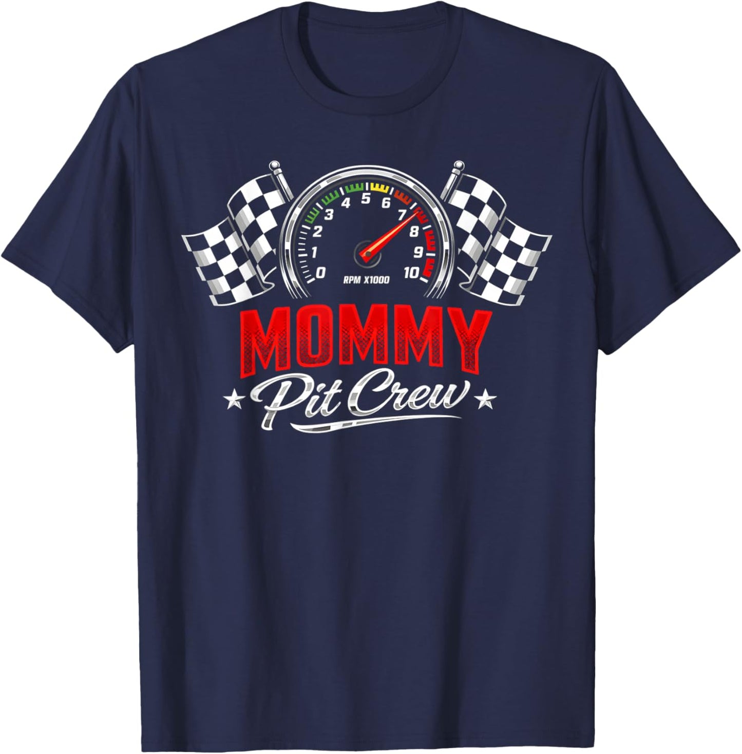 Race Car Racing Birthday Party Family Racing Mommy Pit Crew T-Shirt - T-Shirt | Navy
